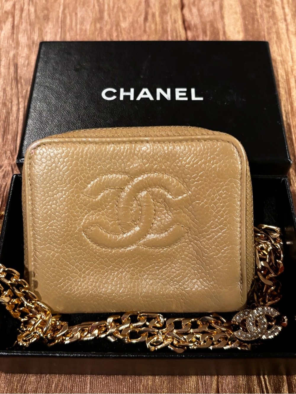 CHANEL Authentic Quilted Leather Wallet-On-Chain